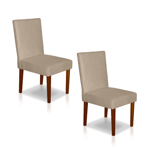 Kit 2 Cadeiras Sala de Jantar Estofadas Sophia Veludo Bege Claro (liz Maria)