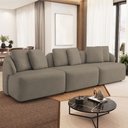 Ver imagem 1 de Sofá 3 Lugares para Sala de Estar Living 228cm Arlo F04 Veludo Marrom Claro - Lyam Decor