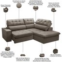 Ver imagem 4 de Sofá 3 Lugares Retrátil Reclinável Chaise Direito 243cm Solin F04 Veludo Marrom Claro - Lyam