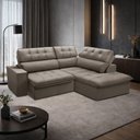 Ver imagem 3 de Sofá 3 Lugares Retrátil Reclinável Chaise Direito 243cm Solin F04 Veludo Marrom Claro - Lyam