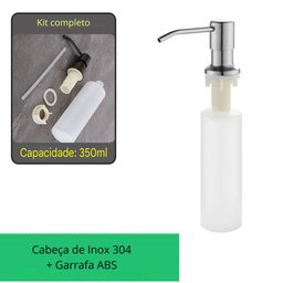 Dispenser Detergente Porta Sabonete Liquido Embutir 350ml Inox 304 Escovado - 2