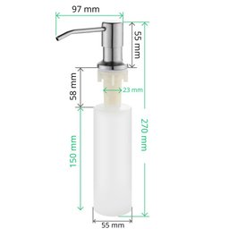 Dispenser Detergente Porta Sabonete Liquido Embutir 350ml Inox 304 Escovado - 8