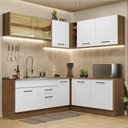 Ver imagem 1 de Armário de Cozinha Completa de Canto 389cm Rustic Branco Agata Madesa 01