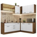 Ver imagem 3 de Armário de Cozinha Completa de Canto 389cm Rustic Branco Agata Madesa 01
