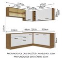 Ver imagem 4 de Armário de Cozinha Completa de Canto 389cm Rustic Branco Agata Madesa 01