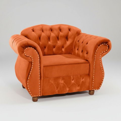 Poltrona Chesterfield Merlô Veludo:Cobre