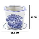 Ver imagem 5 de Kit 3 Vasos Cerâmica Conjunto C/ Pires Azul E Branco