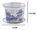 Ver imagem 4 de Kit 3 Vasos Cerâmica Conjunto C/ Pires Azul E Branco