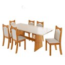 Ver imagem 2 de Conjunto Sala de Jantar 6 Lugares Retangular Tampo de MDP Riviera Yescasa Bege/Mel/Off White