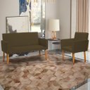 Ver imagem 1 de Kit Namoradeira Decorativa Para Sala Nina + Poltrona Para Recepção Manicure Suede