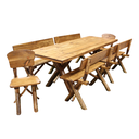 Ver imagem 1 de Conjunto Rústico de Mesa 2,2m e 4 Bancos e 2 Cadeiras Madeira Maciça Pinus