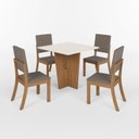 Ver imagem 2 de Conjunto Mesa Vértice 90cm sem Vidro 04 Cadeiras Milla Bege/Nature/Off White/Marrom/Amêndoa