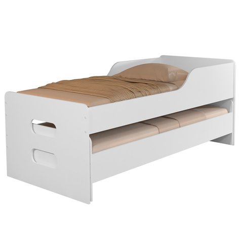 Bicama Compacta Espaçosa Grade Proteção Cama Infantil Mdf:branco