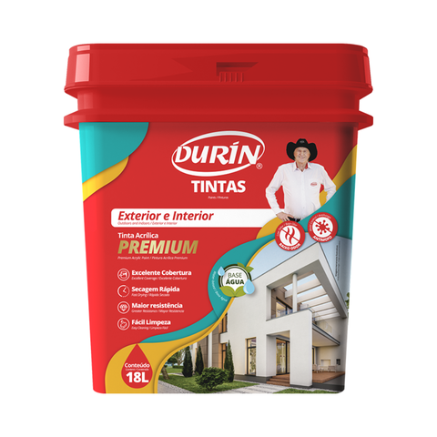 Tinta Acrílica Premium Semi Brilho 18L Cor Branco Antimofo Baixo Odor Durín