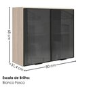 Ver imagem 3 de Armario Aereo 2 Portas Vidro MDF 80 cm Kali 122118 Bianco Toq Nicioli