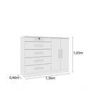 Ver imagem 3 de Cômoda para Quarto 2 Portas 5 Gavetas - Istambul-neve - Tcil Móveis