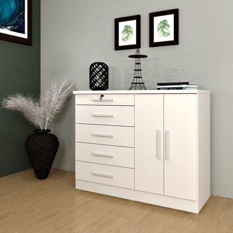 Cômoda para Quarto 2 Portas 5 Gavetas - Istambul-neve - Tcil Móveis