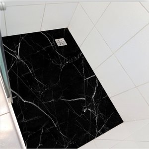 Adesivo piso box mármore preto antiderrapante - 1,20 x 0,80 metros