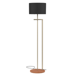 Luminaria de Canto para Sala Base Mdf Estrutura de Aço Bivolt Cupula Preta - 1