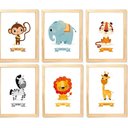 Ver imagem 1 de Quadro Infantil Safari 6 Un A4 Vidro e Pendurador