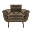Ver imagem 2 de Poltrona Decorativa Confortável Pés em Madeira Maciça Xangai Veludo Capuccino Matrix Veludo
