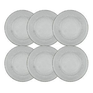 Conjunto 6 Pratos Raso Vidro Transparente Forjado 22cm