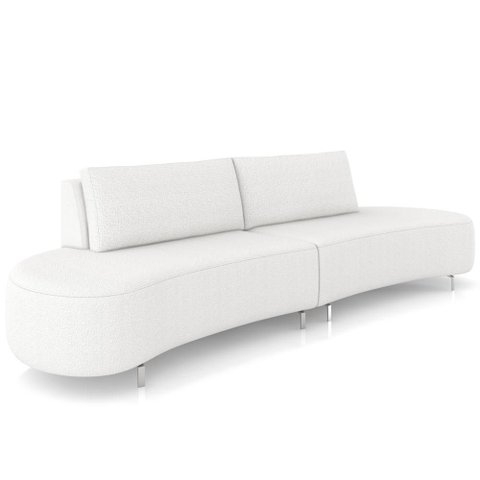 Sofá 4 Lugares para Sala Living Orgânico Pés Metálicos 260cm Shui P08 Bouclê Branco - Lyam