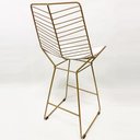 Ver imagem 4 de Banqueta média para Balcão Bertoia Retrô cor Dourado fosco assento branco altura 60cm -