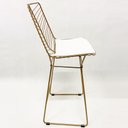 Ver imagem 3 de Banqueta média para Balcão Bertoia Retrô cor Dourado fosco assento branco altura 60cm -