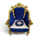 Ver imagem 3 de Poltrona Clássica Azul com Dourado Ideal para Hall Sala Escritório a:104 L:84 P:75