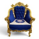 Ver imagem 1 de Poltrona Clássica Azul com Dourado Ideal para Hall Sala Escritório a:104 L:84 P:75