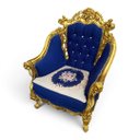 Ver imagem 4 de Poltrona Clássica Azul com Dourado Ideal para Hall Sala Escritório a:104 L:84 P:75