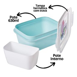 Marmita Pote Hermético Divertidamente 2 630ml com Trava e Divisória - Plasútil - 5
