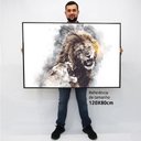 Ver imagem 2 de Quadro Decorativo em Canvas Leões Selvagens TaColado Moldura Flutuante 4,5cm Freijó 120 x 80cm