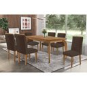 Ver imagem 1 de Conjunto: Mesa Sala Jantar Londrina C/ Tampo Madeirado Canto Curvo 180x90cm e 6 Cadeiras Maldivas
