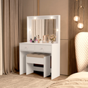 Ver imagem 4 de Penteadeira Organizadora com 2 Gavetas Espelho Led Banco