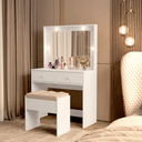 Ver imagem 1 de Penteadeira Organizadora com 2 Gavetas Espelho Led Banco