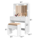 Ver imagem 7 de Penteadeira Organizadora com 2 Gavetas Espelho Led Banco