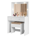 Ver imagem 3 de Penteadeira Organizadora com 2 Gavetas Espelho Led Banco