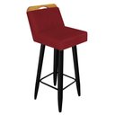 Ver imagem 2 de Kit 03 Banqueta Alta C/ Encosto Lith Para Cozinha Bar Balcão Bistrô Pé Palito Preto Suede Vermelho -