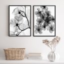 Ver imagem 1 de Kit 2 Quadros para Sala Florais Transparentes 24x18cm - com Vidro:madeira Preta