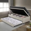 Ver imagem 3 de Bicama Box Baú Courino Linho Areia 88x188 com Colchão Gransleep Molas Verticoil Ecoflex
