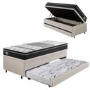 Ver imagem 1 de Bicama Box Baú Courino Linho Areia 88x188 com Colchão Gransleep Molas Verticoil Ecoflex