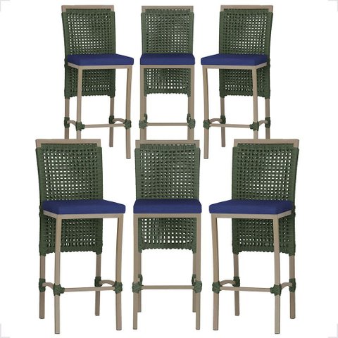 6 Banqueta em Alumínio Roma Fendi Corda Náutica Tecido 10