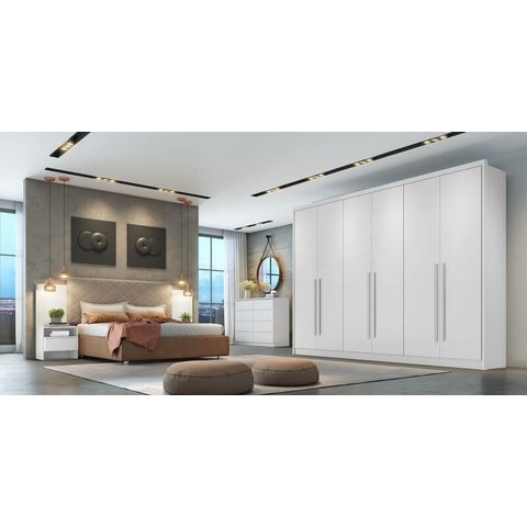 Guarda Roupa Casal 100% Mdf 6 Portas 6 Gavetas - Livorno-branco - Móveis Novo Horizonte