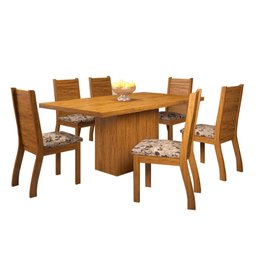 Conjunto De Mesa Sala de Jantar Florença 1,36m com 6 Cadeiras Imbuia / Mascavo Viero - 6