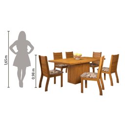 Conjunto De Mesa Sala de Jantar Florença 1,36m com 6 Cadeiras Imbuia / Mascavo Viero - 7