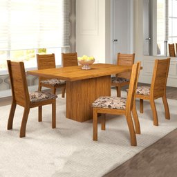Conjunto De Mesa Sala de Jantar Florença 1,36m com 6 Cadeiras Imbuia / Mascavo Viero - 5