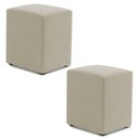 Ver imagem 1 de Kit 02 Puffs Decorativos Sala de Estar Quadrado 36x47cm Sintético Bege - Abmaza