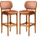 Ver imagem 1 de Kit 02 Banquetas Alta para Cozinha Madeira Fixa Betta L02 Imbuia Couríssimo Camel - Lyam Decor